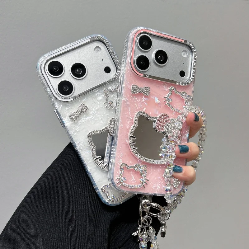 Cute Sanrio Shell Pattern Hello Kitty Mirror Diamond Phone Case For iPhone 17 16 15 14 13 Pro Max with Lanyard Shockproof
Cute Sanrio Shell Pattern Hello Kitty Mirror Diamond Phone Case For iPhone 17 16 15 14 13 Pro Max with Lanyard Shockproof
