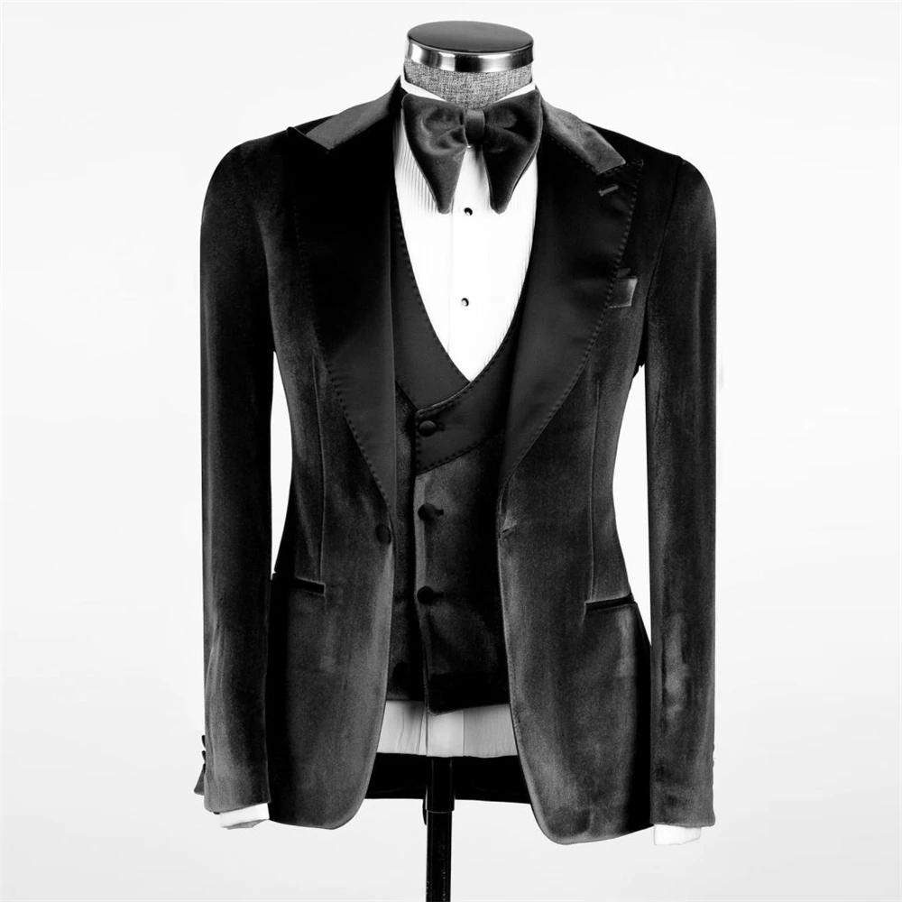 Luxury Black Velvet Suits Men Slim Fit Custom Made 3 Piece Pants Set Formal Groom Wedding Dinner Prom Tuxedos Blazer Masculino
Luxury Black Velvet Suits Men Slim Fit Custom Made 3 Piece Pants Set Formal Groom Wedding Dinner Prom Tuxedos Blazer Masculino
