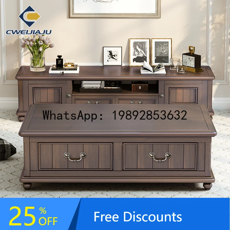 XL Coffee Table Living Room Home Pure Solid Wood Walnut Color Tea Table TV Cabinet Set
XL Coffee Table Living Room Home Pure Solid Wood Walnut Color Tea Table TV Cabinet Set