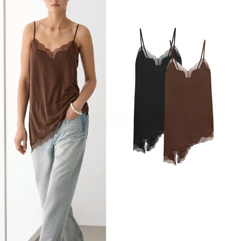 Summer New Women's Sexy Asymmetrical Hem Lace Patchwork Strap Top V-neck Polyester Fiber Outerwear Regular Length
Summer New Women's Sexy Asymmetrical Hem Lace Patchwork Strap Top V-neck Polyester Fiber Outerwear Regular Length
