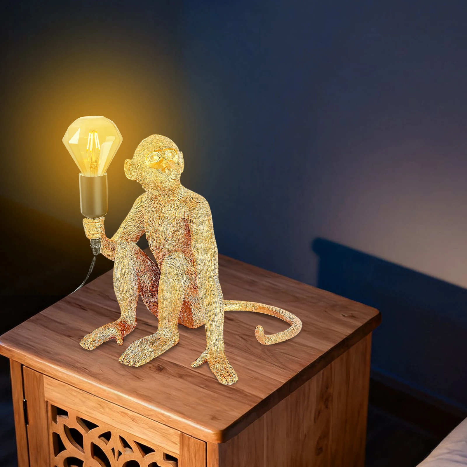 Modern Gold Resin Table Lamp, Artistic Monkey Sculpture Shaped Desk Lamp, Stylish Indoor Accent Lighting Fixture, Table Light
Modern Gold Resin Table Lamp, Artistic Monkey Sculpture Shaped Desk Lamp, Stylish Indoor Accent Lighting Fixture, Table Light