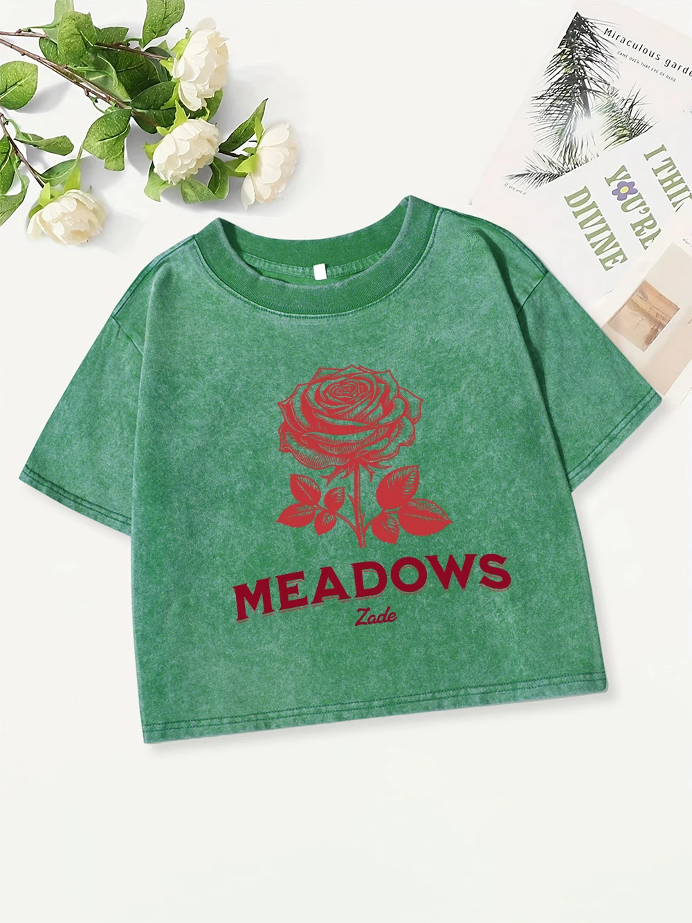 Summer Cotton Crop Tops Womens Rose Meadows Printing Washed T-Shirts Casual Regular Fit O-Neck Streetwear Y2K Womans Clothes
Summer Cotton Crop Tops Womens Rose Meadows Printing Washed T-Shirts Casual Regular Fit O-Neck Streetwear Y2K Womans Clothes