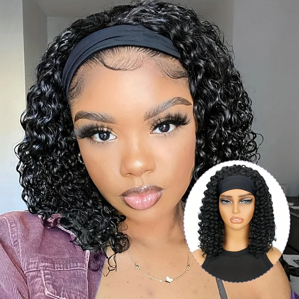 Synthetic Headband Wig Short Kinky Curly Headband Wig Glueless None Lace Afro Curly Headband Wig For Women Daily Wear Wig
Synthetic Headband Wig Short Kinky Curly Headband Wig Glueless None Lace Afro Curly Headband Wig For Women Daily Wear Wig