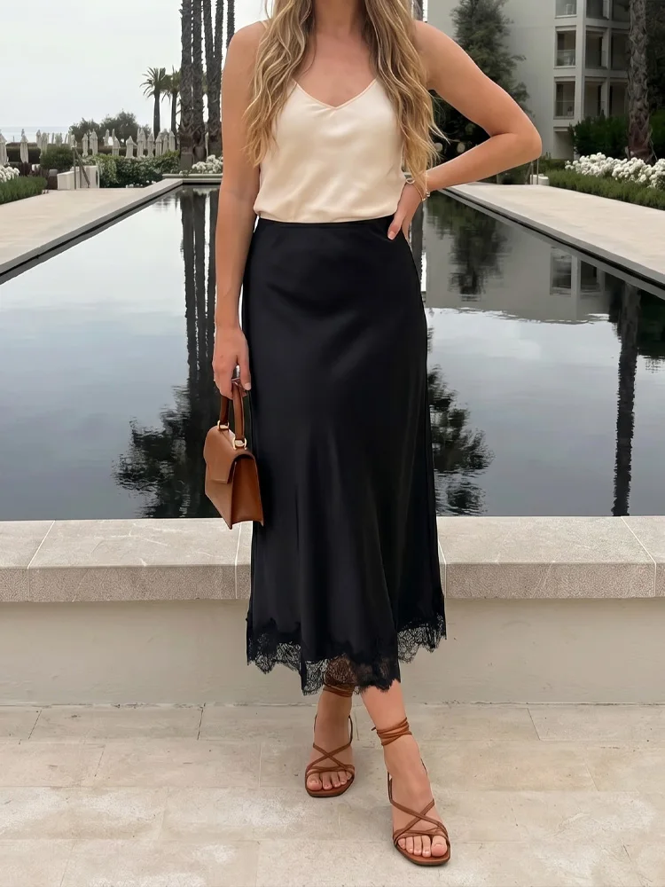 HH Women Elegant Lace Splicing Skirt Fashion Solid New Midi Skirt Vintage Elastic Waist Party Looks Commuting Female Skirts
HH Women Elegant Lace Splicing Skirt Fashion Solid New Midi Skirt Vintage Elastic Waist Party Looks Commuting Female Skirts