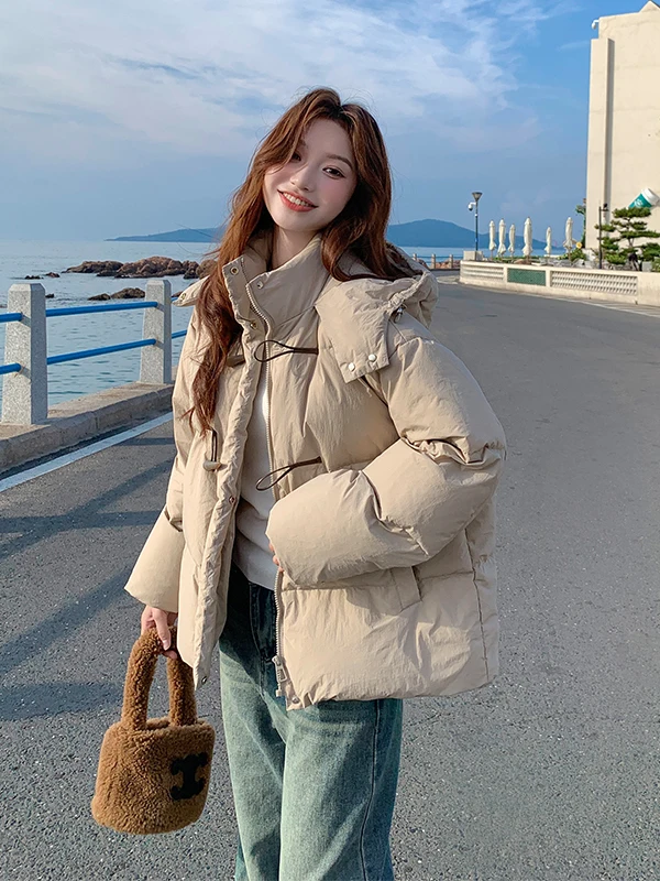 Faionable Hooded Bread Sle down Jaet Women's ort Thi Warm White Du Feather Coat Korean Sle Commute Wind
Faionable Hooded Bread Sle down Jaet Women's ort Thi Warm White Du Feather Coat Korean Sle Commute Wind
