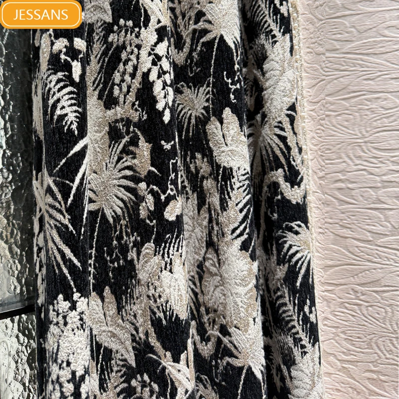Vintage American Black and White Color Woven Jacquard Thickened Chenille Curtains for Living Room Bedroom Study Customization
Vintage American Black and White Color Woven Jacquard Thickened Chenille Curtains for Living Room Bedroom Study Customization