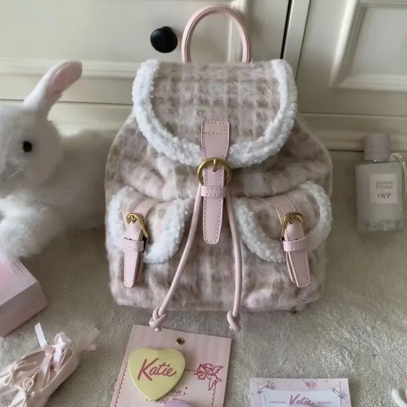 Bow Check Backpack Y2K Kawaii Lolita Japanese PU Bag Sweet Pink Wool Fleece Thin Flash Strap Girls Shoulder Bag Backpack New
Bow Check Backpack Y2K Kawaii Lolita Japanese PU Bag Sweet Pink Wool Fleece Thin Flash Strap Girls Shoulder Bag Backpack New