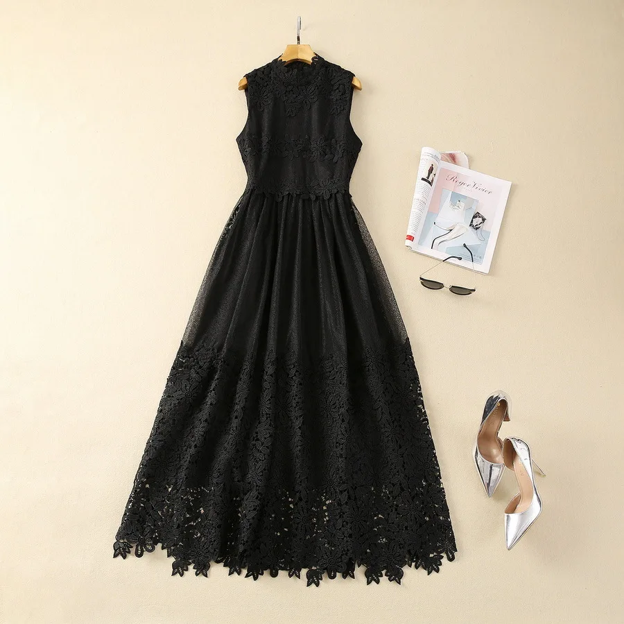 European and American women's clothes 2024 spring new Sleeveless stand collar lace embroidery Fashion pleated dress XXL
European and American women's clothes 2024 spring new Sleeveless stand collar lace embroidery Fashion pleated dress XXL