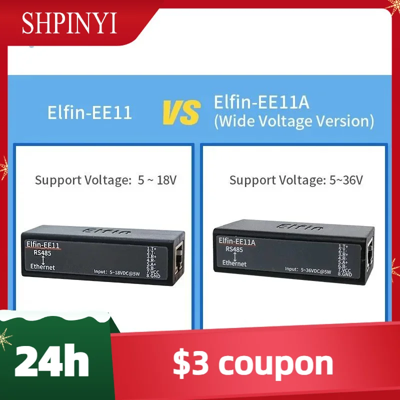 Serial Port RS485 to Ethernet Device IOT Server Module Elfin-EE11 Elfin-EE11A Support TCP/IP Telnet Modbus TCP Protocol
Serial Port RS485 to Ethernet Device IOT Server Module Elfin-EE11 Elfin-EE11A Support TCP/IP Telnet Modbus TCP Protocol