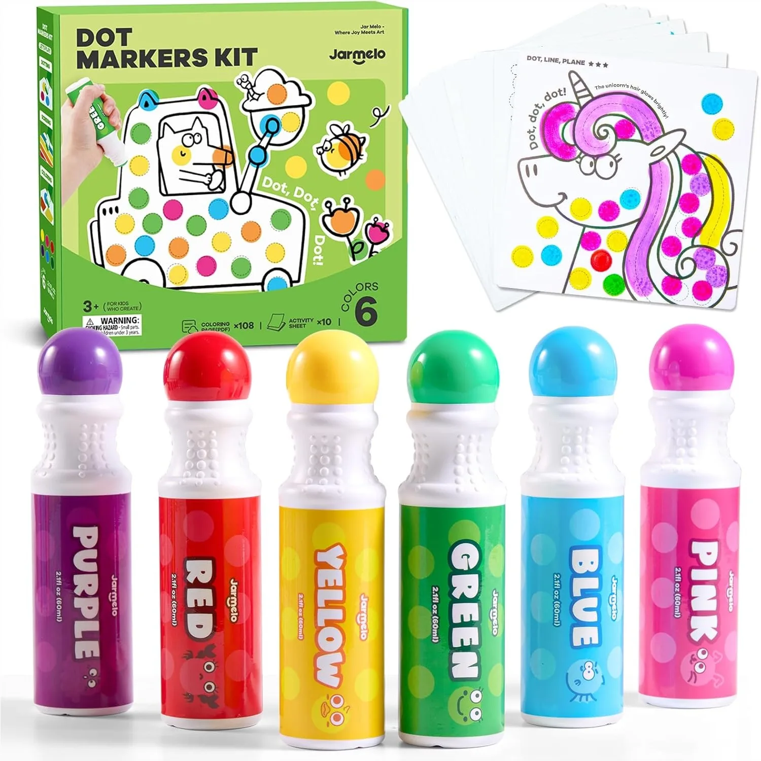 Washable Dot Markers for Toddlers, 6 Colors Dot Paints with 120 PDF & 10 Activity Papers, Bingo Markers for Kids Arts and Crafts
Washable Dot Markers for Toddlers, 6 Colors Dot Paints with 120 PDF & 10 Activity Papers, Bingo Markers for Kids Arts and Crafts