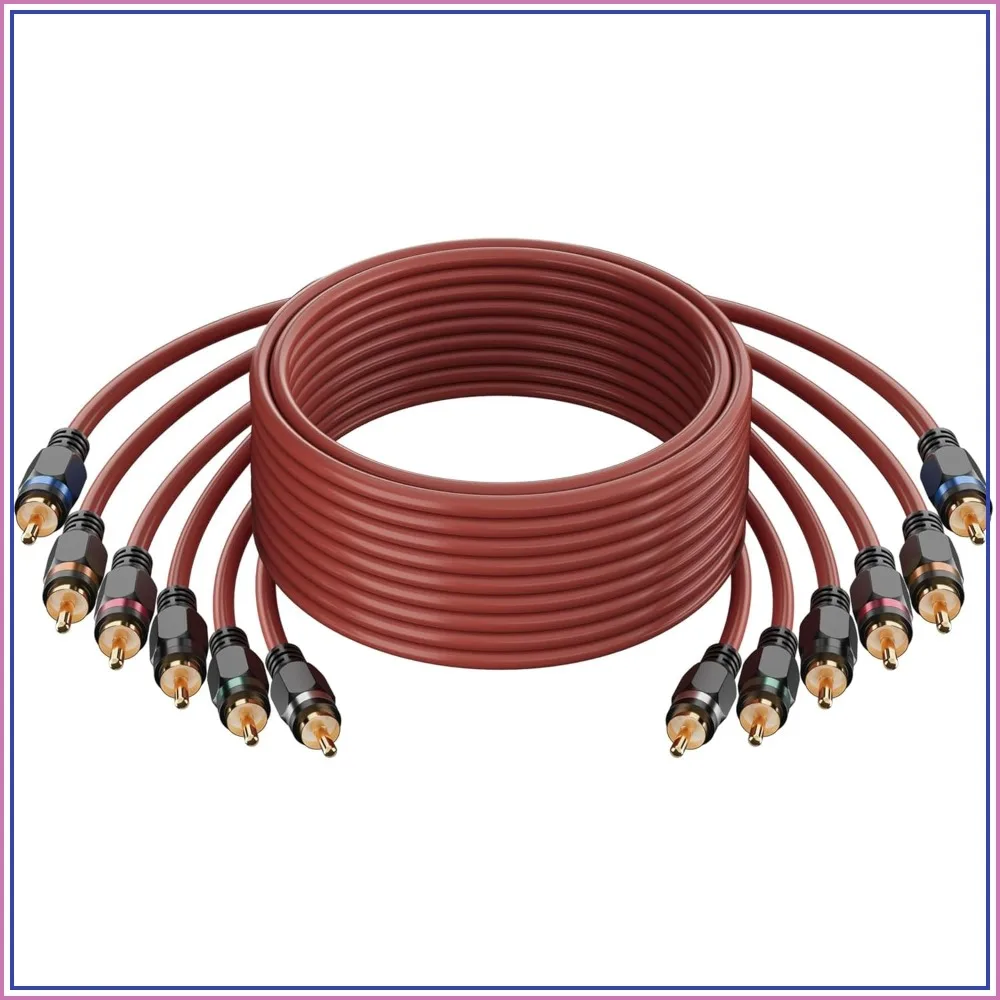6-Channel RCA Audio Cable 12 Ft, Oxygen Free Copper Male to Male Twisted Pair Interconnect Cable with Noise Reduction, Gold-Plated for Car Stereo, Amplifier, Subwoofer, Speaker
6-Channel RCA Audio Cable 12 Ft, Oxygen Free Copper Male to Male Twisted Pair Interconnect Cable with Noise Reduction, Gold-Plated for Car Stereo, Amplifier, Subwoofer, Speaker