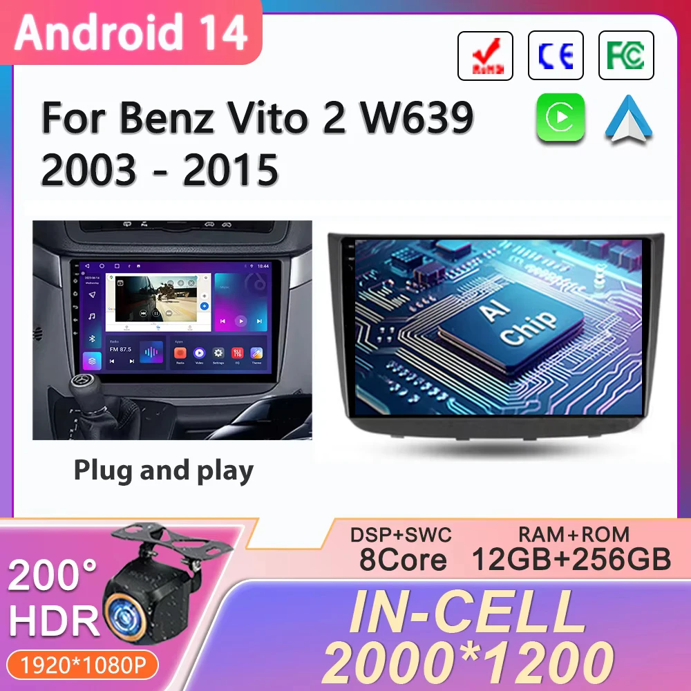 Android 14 For Benz Vito 2 Viano 2 W639 2003-2015 2K QLED Android Car Radio Multimedia Video Player GPS stereo CarPlay Head Unit
Android 14 For Benz Vito 2 Viano 2 W639 2003-2015 2K QLED Android Car Radio Multimedia Video Player GPS stereo CarPlay Head Unit