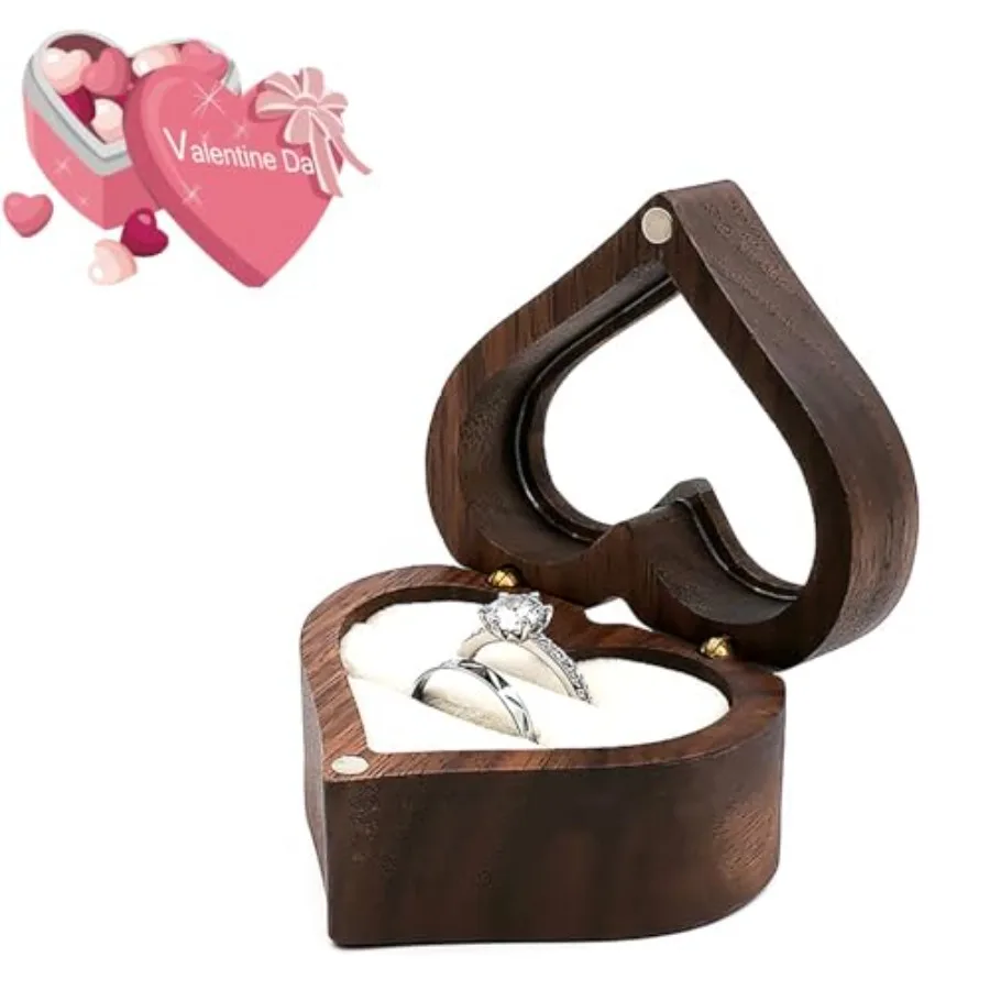 Wooden Ring Box, Personalized Ring Box Mini Engagement Ring Holder Box, Heart-shaped Wedding Ring Box for Ring, Elegant and Ret
Wooden Ring Box, Personalized Ring Box Mini Engagement Ring Holder Box, Heart-shaped Wedding Ring Box for Ring, Elegant and Ret
