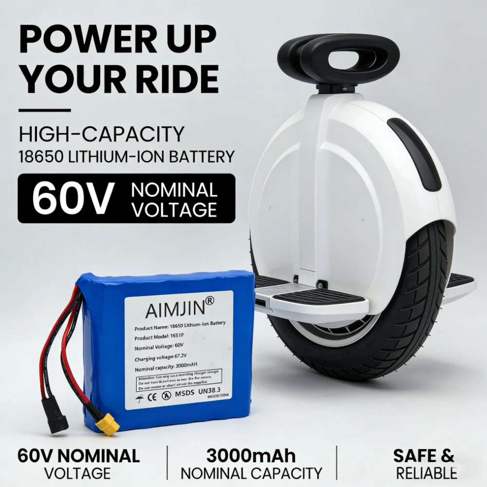 3000mAh 60V 3.0Ah Li-Ion Battery Pack 16S1P Universal for Electric Balance Torsion Car
3000mAh 60V 3.0Ah Li-Ion Battery Pack 16S1P Universal for Electric Balance Torsion Car