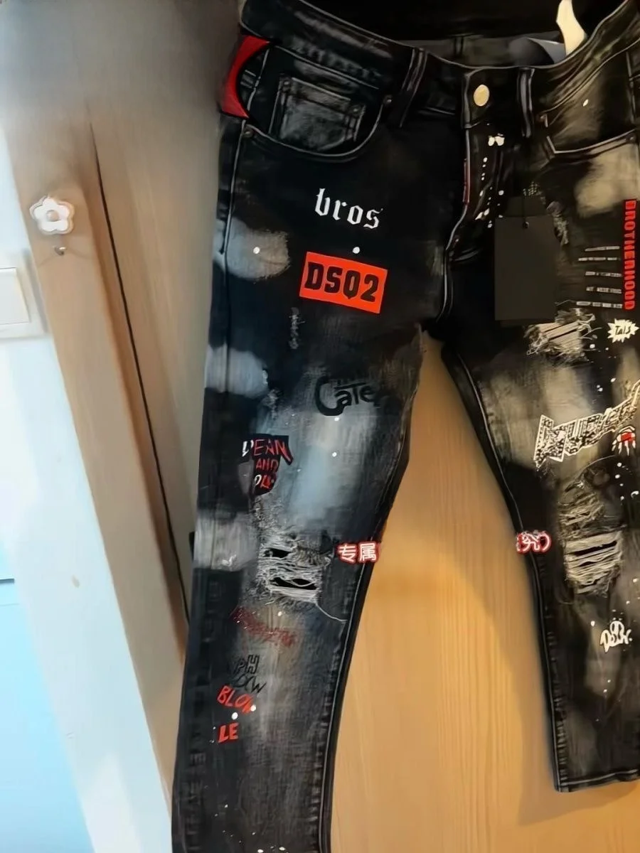 Trendy High Street Brand Men's Loose Straight Leg Jeans Bla Patchwork Distred Casual Faion Spring 2026 New Arrival
Trendy High Street Brand Men's Loose Straight Leg Jeans Bla Patchwork Distred Casual Faion Spring 2026 New Arrival