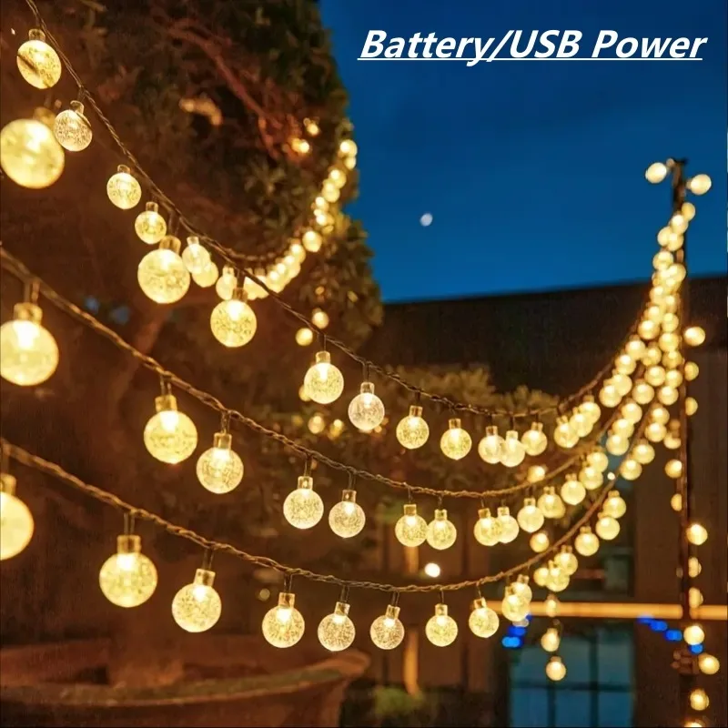 USB/Battery Ball String Lights Outdoor 10-40LEDs Crystal Globe Light Waterproof Festoon Fairy Lamp for Garden Patio Christmas
USB/Battery Ball String Lights Outdoor 10-40LEDs Crystal Globe Light Waterproof Festoon Fairy Lamp for Garden Patio Christmas