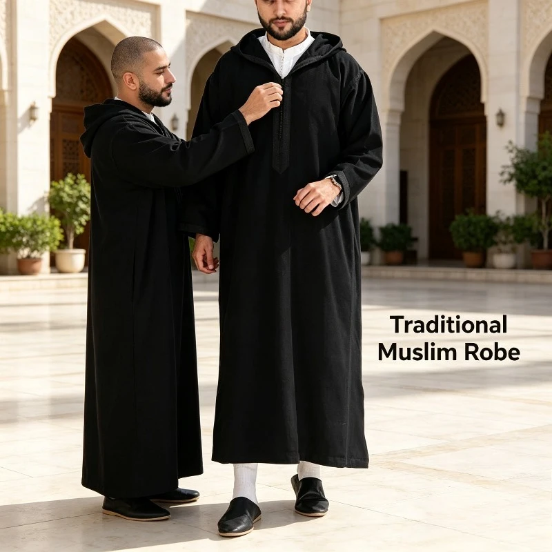 2026 Men's Muslim Hooded Robe Middle Eastern Islamic Arab Clothing Retro Loose Long Sleeve Drawstring Fashion Men's Robe
2026 Men's Muslim Hooded Robe Middle Eastern Islamic Arab Clothing Retro Loose Long Sleeve Drawstring Fashion Men's Robe