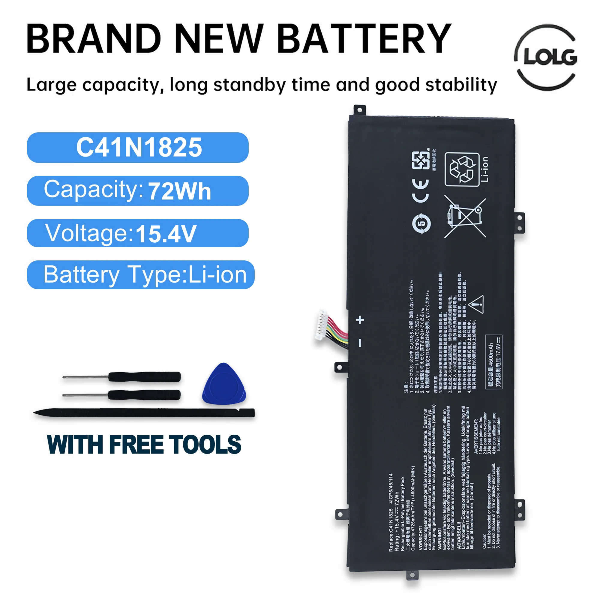 Запасная батарея для ноутбука LOLG C41N1825 15.4V 72Wh для ASUS VivoBook 14 X403FA I403FA X403FA-EB121 H522D
Запасная батарея для ноутбука LOLG C41N1825 15.4V 72Wh для ASUS VivoBook 14 X403FA I403FA X403FA-EB121 H522D