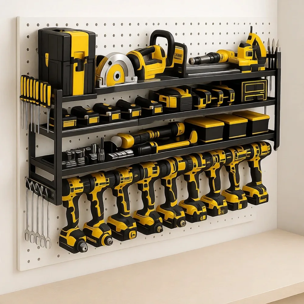 Large Wall Mounted Tool Organizer 4 Tier Heavy Duty 800 Lb Capacity Holds 12 Cordless Drills Battery Storage Garage Rack
Large Wall Mounted Tool Organizer 4 Tier Heavy Duty 800 Lb Capacity Holds 12 Cordless Drills Battery Storage Garage Rack
