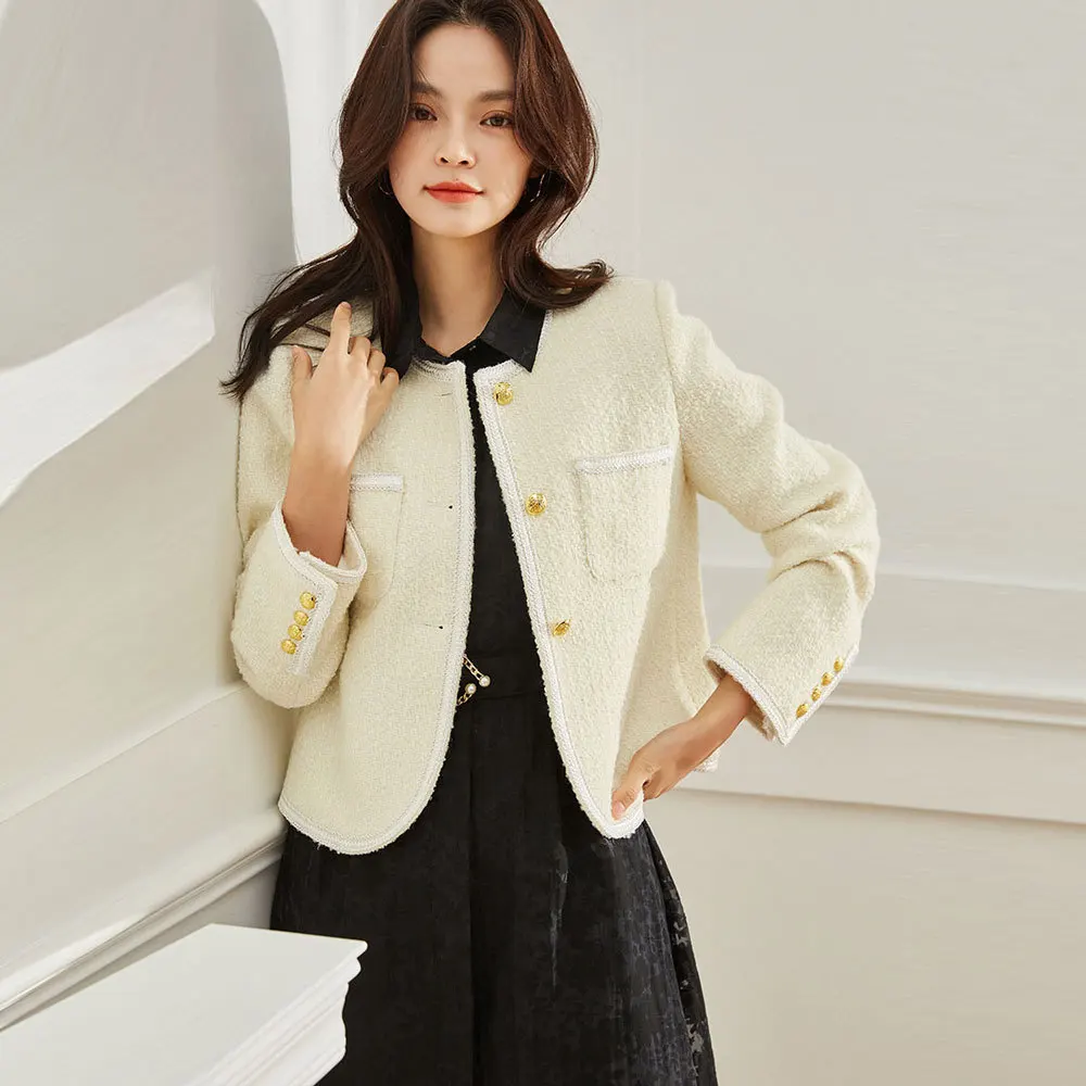 Small * fragrant jacket women's 24 spring woolen woven single-breasted handsome round neck commuter top jacket women
Small * fragrant jacket women's 24 spring woolen woven single-breasted handsome round neck commuter top jacket women