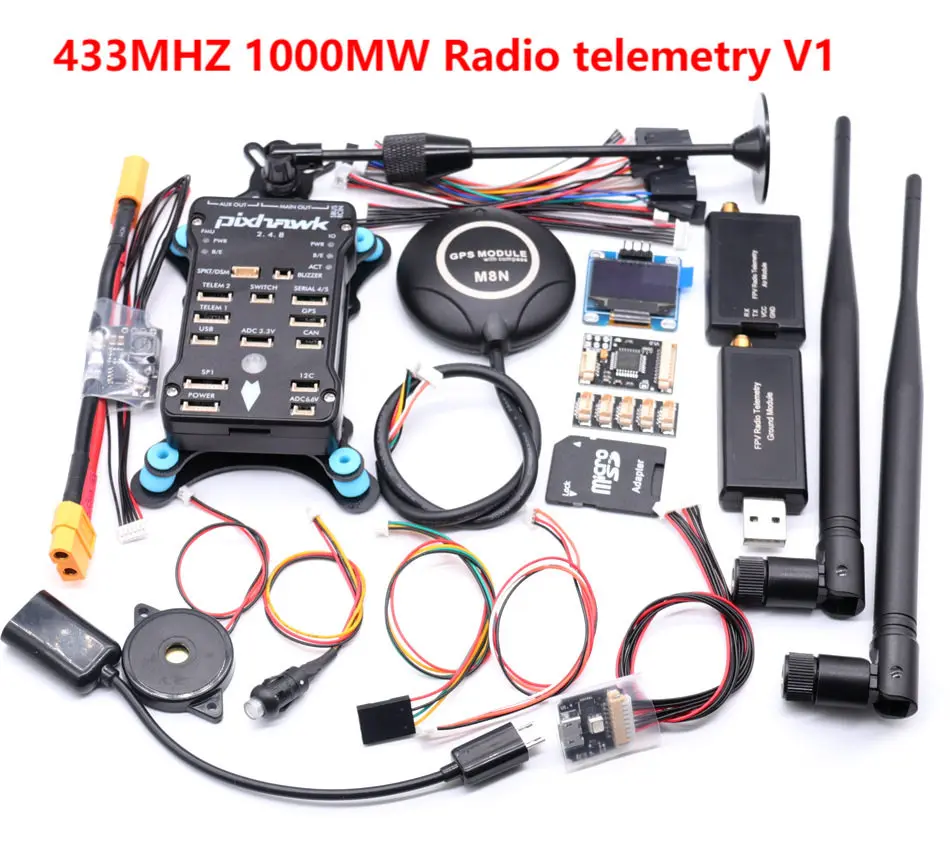 Pixhawk 2.4.8 flight control I2C RGB OLED PPM shock absorption + bracket + M8N GPS, 433 data transmission
Pixhawk 2.4.8 flight control I2C RGB OLED PPM shock absorption + bracket + M8N GPS, 433 data transmission