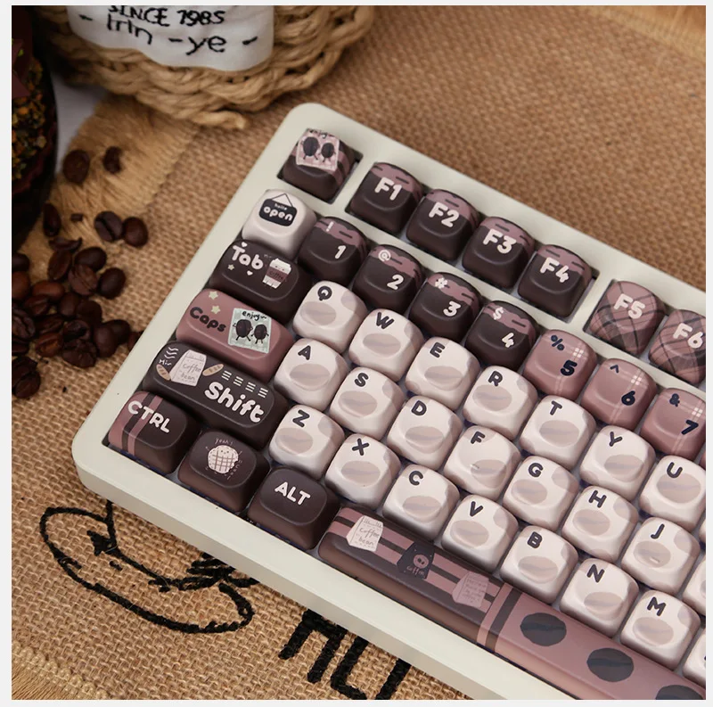 Original coffee bean keycaps MOA high coffee color round and cute PBT hot sublimation 68 75 87 98 arrangement
Original coffee bean keycaps MOA high coffee color round and cute PBT hot sublimation 68 75 87 98 arrangement