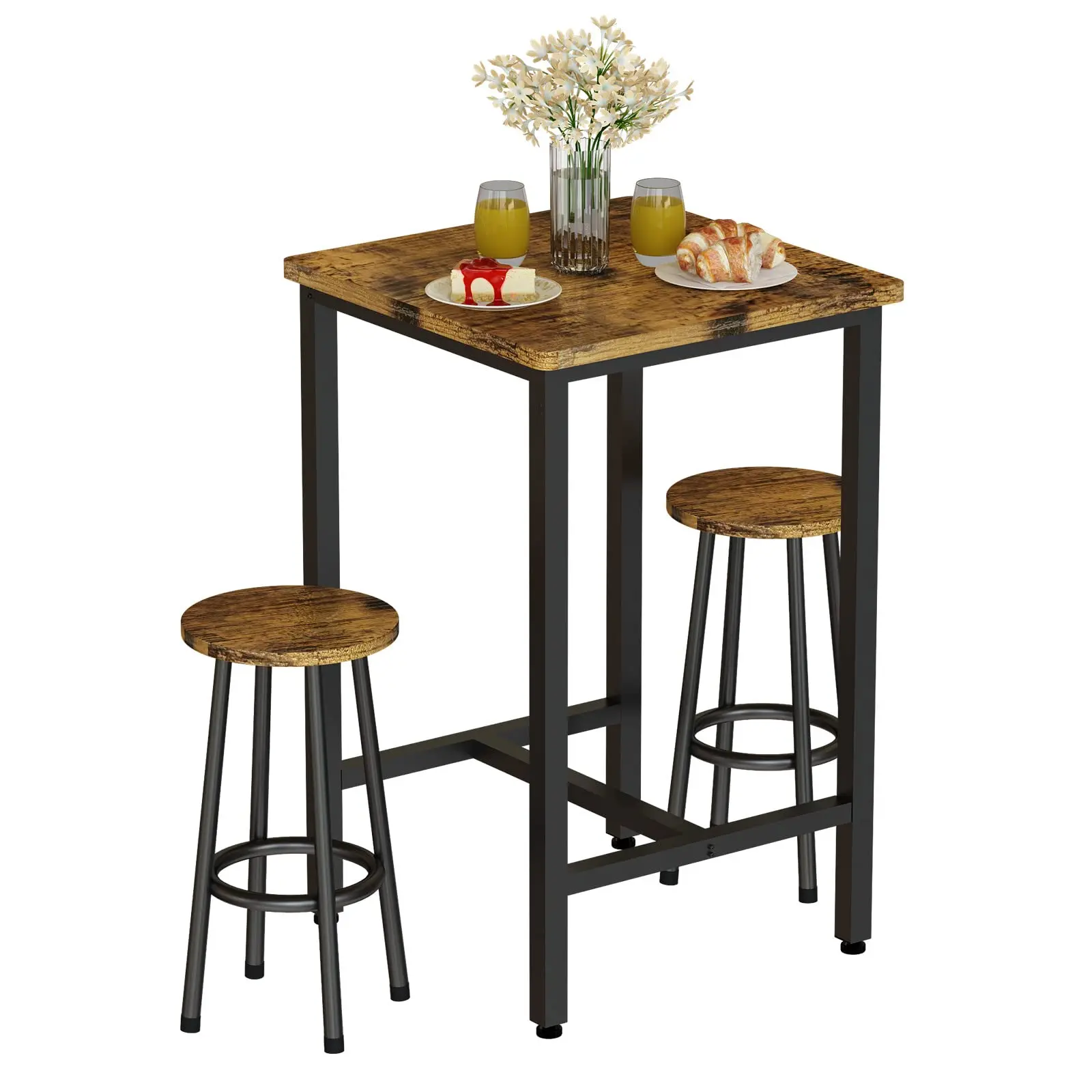 3 Piece Pub Dining Set Modern Bar Table And Stools For 2 Counter Height Wood Top Bistro Rustic Brown 24 Inch
3 Piece Pub Dining Set Modern Bar Table And Stools For 2 Counter Height Wood Top Bistro Rustic Brown 24 Inch