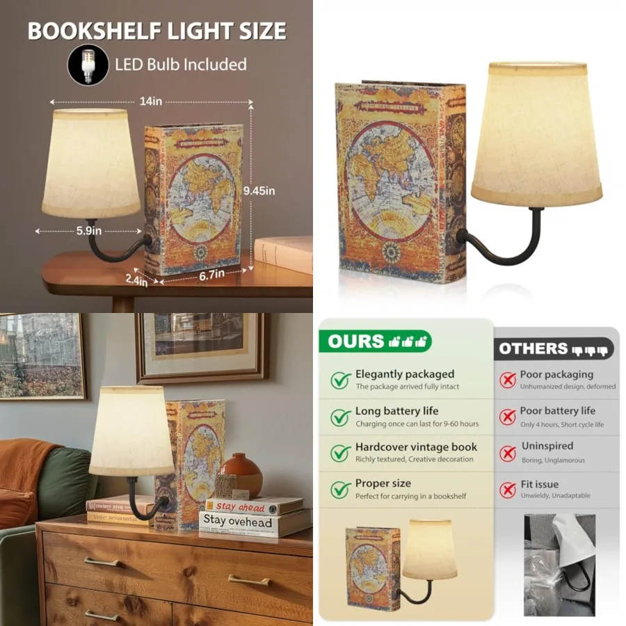 Vintage Bookshelf Lamp Rechargeable, Cordless Book Lamp with Linen Shade, Dimmable Touch Control Table Lamp, Modern Decorative
Vintage Bookshelf Lamp Rechargeable, Cordless Book Lamp with Linen Shade, Dimmable Touch Control Table Lamp, Modern Decorative