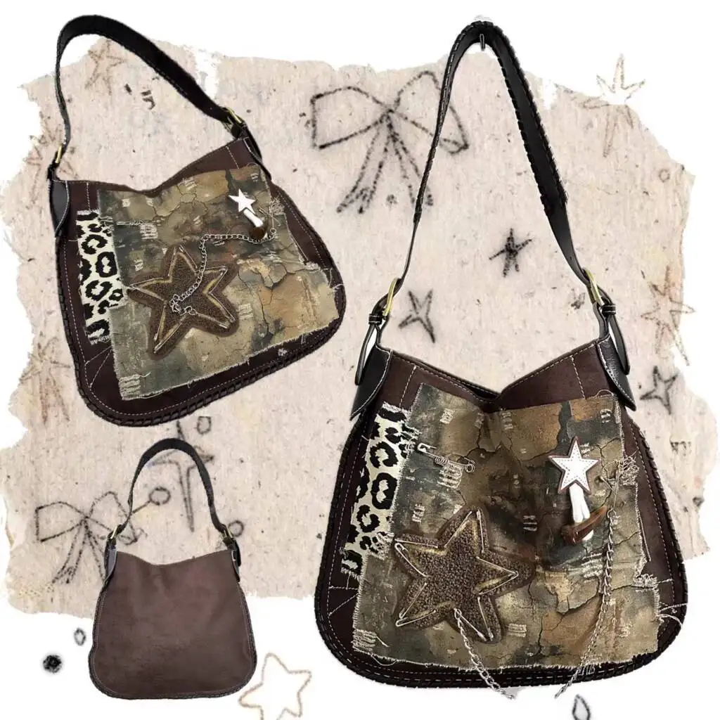 Bloom Y2k Grunge Brown Shoulder Bags Purse Women New Vintage Patchwork Star Handbag Female Retro Casual Crossbody Tote Bag
Bloom Y2k Grunge Brown Shoulder Bags Purse Women New Vintage Patchwork Star Handbag Female Retro Casual Crossbody Tote Bag