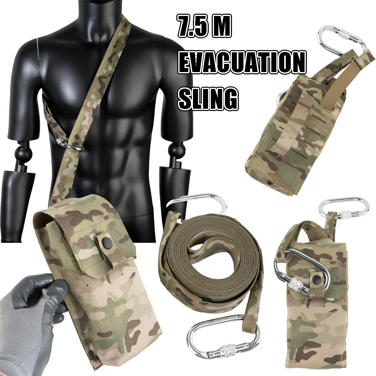 Tactical 7m Evacuation sling with Storage Pouch Double reinforced evacuation sling 7m for Outdoor Combat Training Hunting Gear
Tactical 7m Evacuation sling with Storage Pouch Double reinforced evacuation sling 7m for Outdoor Combat Training Hunting Gear