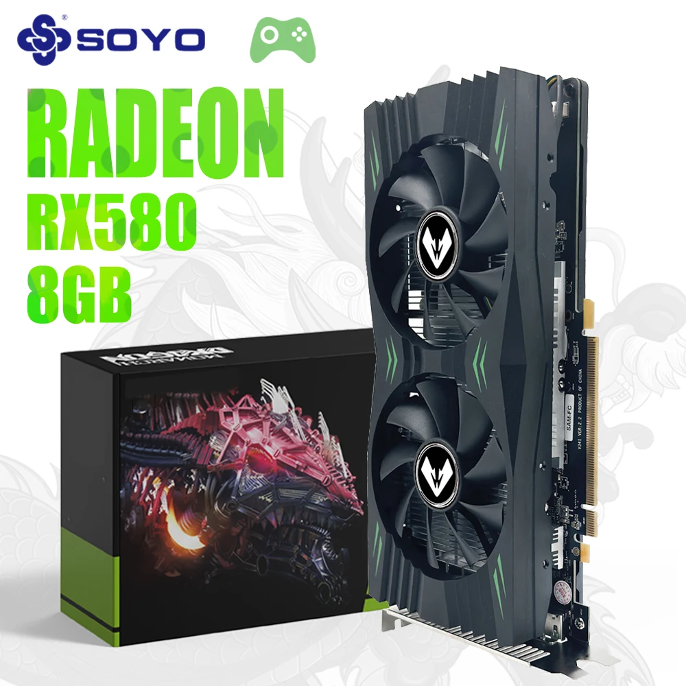 SOYO Full New AMD Radeon RX580 8G Graphics Card GDDR5 Memory Video Gaming Card 6PIN HDMI-compat DVI for Desktop Computer
SOYO Full New AMD Radeon RX580 8G Graphics Card GDDR5 Memory Video Gaming Card 6PIN HDMI-compat DVI for Desktop Computer