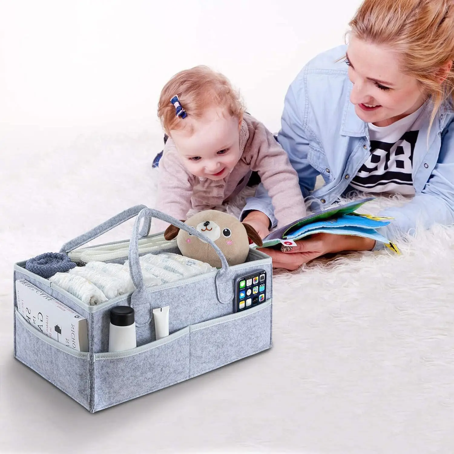 Large Capacity Multi-functional Felt Diaper Bag Folding Holder Bag Organizer Change Table and Car Nursery Essentials Storage Box
Large Capacity Multi-functional Felt Diaper Bag Folding Holder Bag Organizer Change Table and Car Nursery Essentials Storage Box
