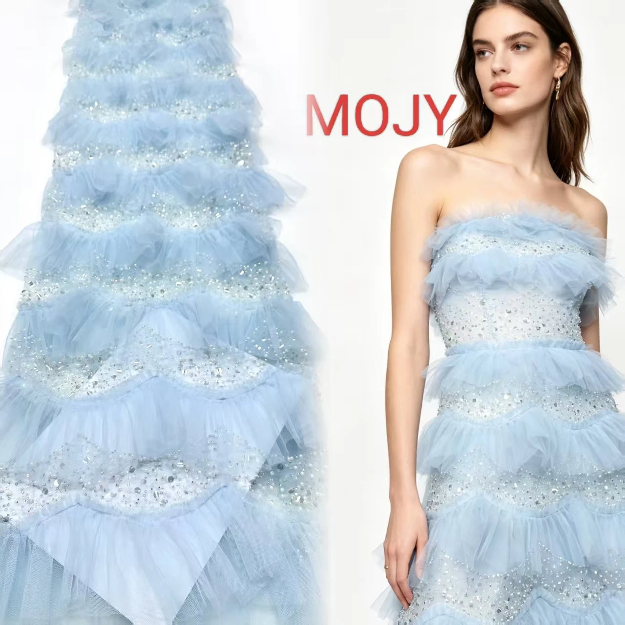 Ruffled Tulle Fabric Hand Sewn Rhinestone Beaded Mesh Lace Material For Wedding Evening Party Tiered Dress
Ruffled Tulle Fabric Hand Sewn Rhinestone Beaded Mesh Lace Material For Wedding Evening Party Tiered Dress