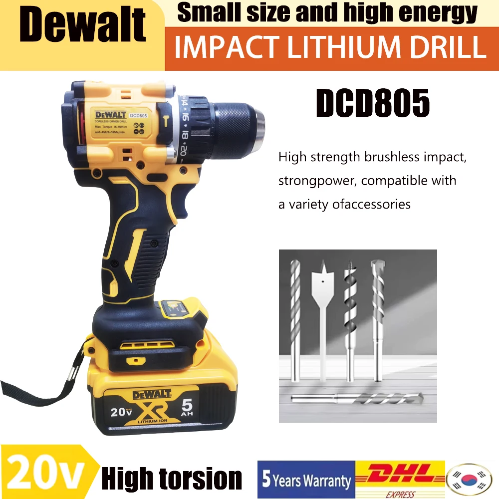 DeWalt DCD805 1/2 brushless cordless impact drill, powerful, small-sized continuously variable transmission with high energy,
DeWalt DCD805 1/2 brushless cordless impact drill, powerful, small-sized continuously variable transmission with high energy,
