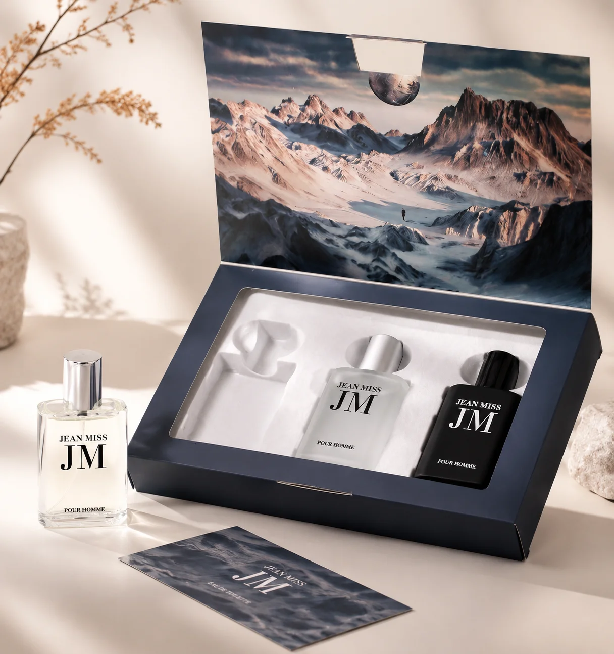 Jean Miss JM Perfume Set For Men - Long Lasting Cologne Gift Box - Fresh Woody Fragrance - Birthday Valentine Gift For Him
Jean Miss JM Perfume Set For Men - Long Lasting Cologne Gift Box - Fresh Woody Fragrance - Birthday Valentine Gift For Him