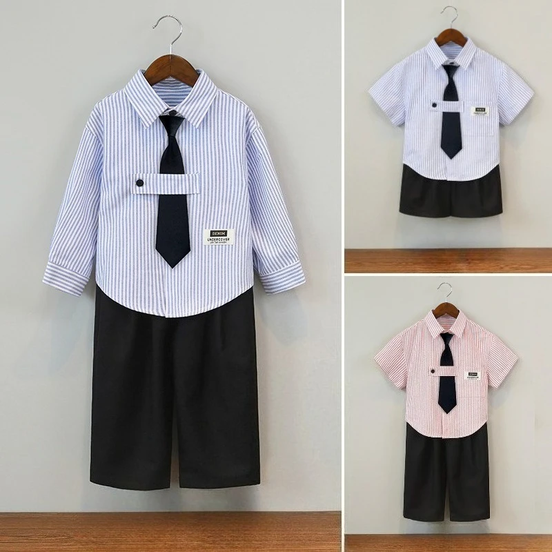 Boys Summer Suit Short Sleeve Shirt Pants Blazer Set Fashion Stripe Kids Birthday Formal Wear School Child Performance Outfits
Boys Summer Suit Short Sleeve Shirt Pants Blazer Set Fashion Stripe Kids Birthday Formal Wear School Child Performance Outfits