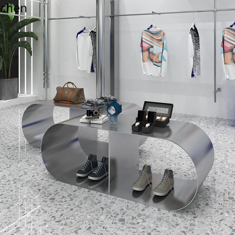 HYS Store Island Counter Flow Counter Shoe and Bag Store Display Rack Stainless Steel Brushed Display Counter
HYS Store Island Counter Flow Counter Shoe and Bag Store Display Rack Stainless Steel Brushed Display Counter
