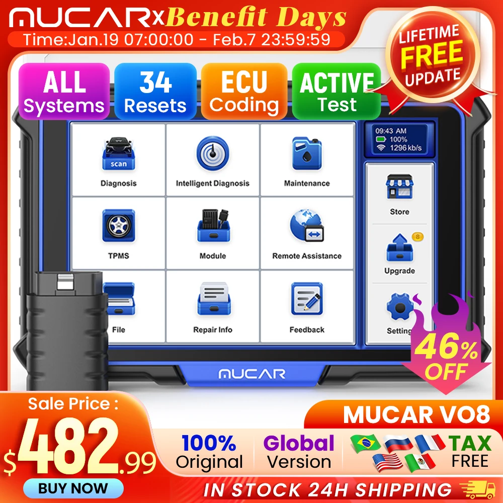 THINKCAR MUCAR VO8 Professional Car Diagnostic Tool Obd2 Scanner Auto Diagnose ECU Coding Bidirectional 34 Reset All System Free
THINKCAR MUCAR VO8 Professional Car Diagnostic Tool Obd2 Scanner Auto Diagnose ECU Coding Bidirectional 34 Reset All System Free