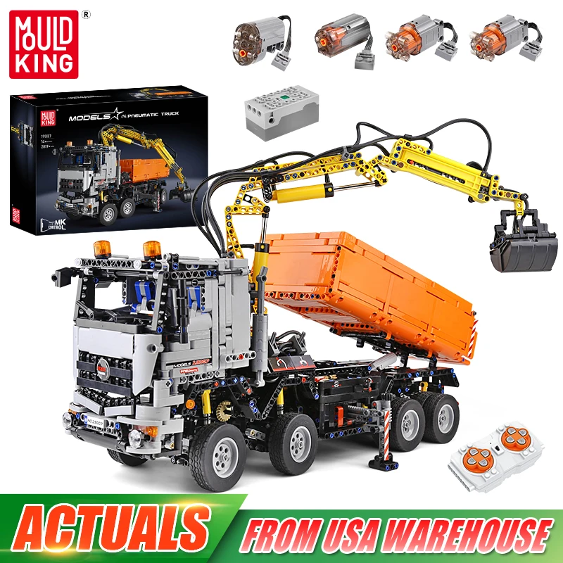 Mould King 19007 Technical Car Toys The RC MOC-24674 Pneumatic Truck Building Block Assembly Truck Brick Set Kids Christmas Gift
Mould King 19007 Technical Car Toys The RC MOC-24674 Pneumatic Truck Building Block Assembly Truck Brick Set Kids Christmas Gift