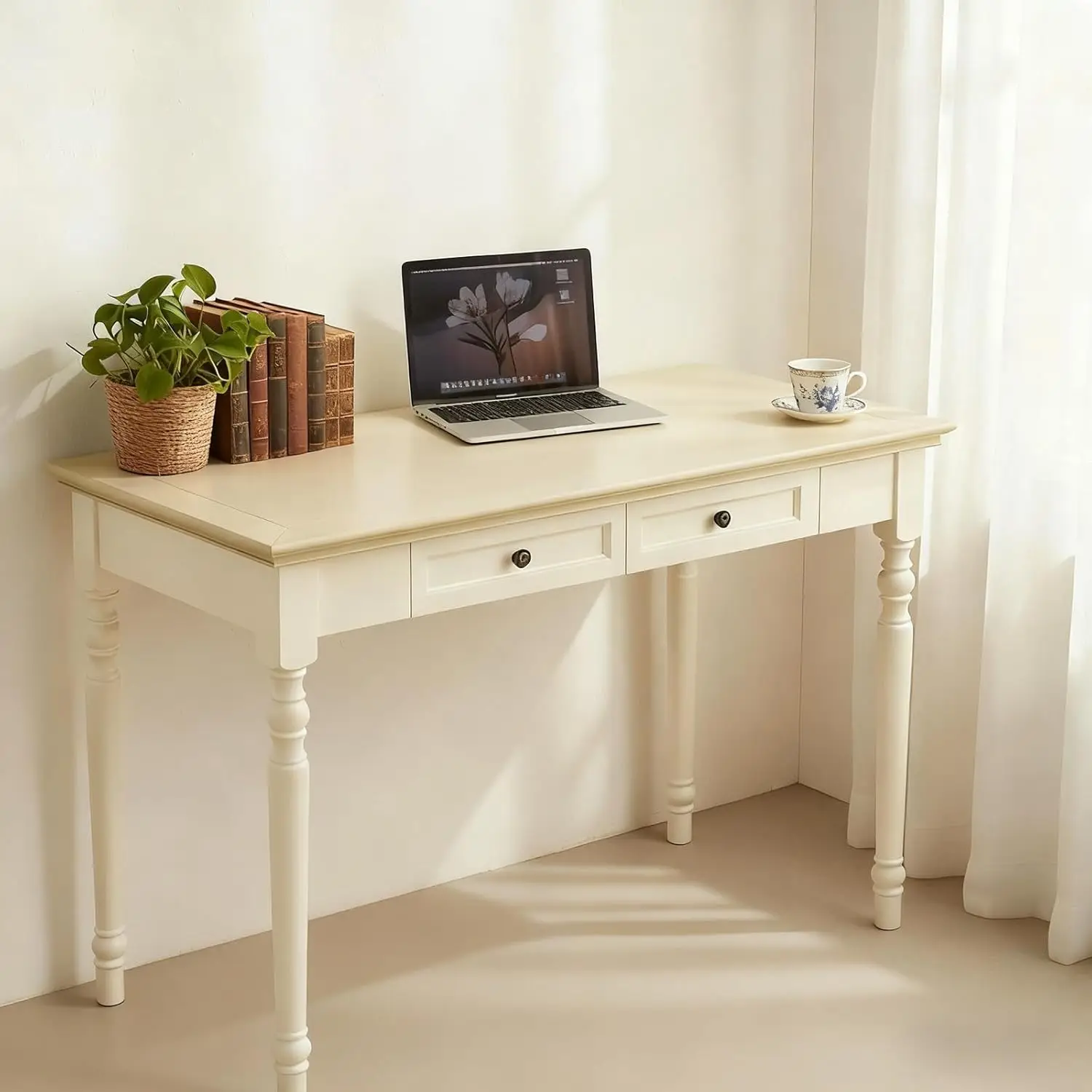 Country Style Writing Desk,47 Solid Wood Farmhouse Computer Table with Drawers,Rustic Beige Finish,for Home Office, Study
Country Style Writing Desk,47 Solid Wood Farmhouse Computer Table with Drawers,Rustic Beige Finish,for Home Office, Study