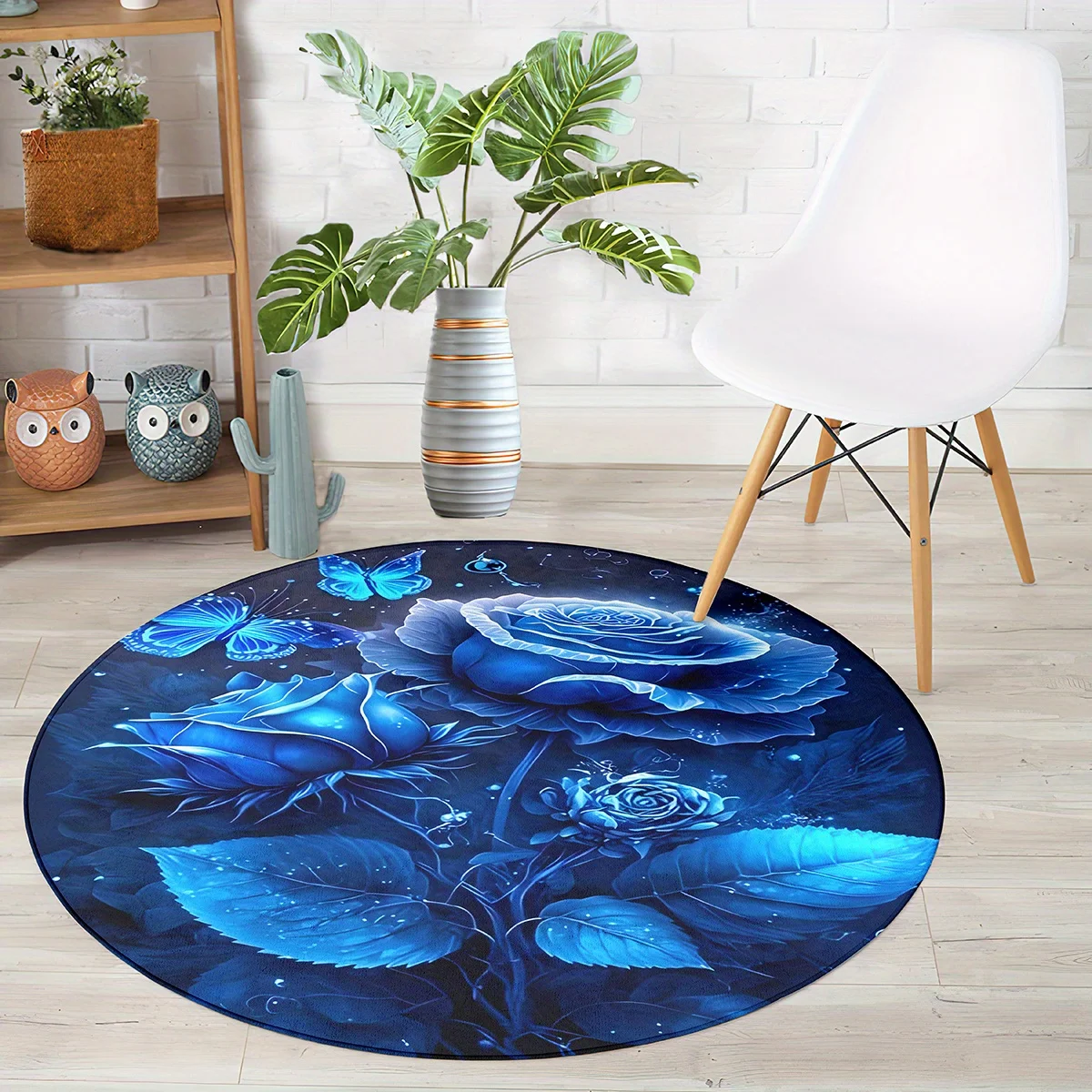 Blue Rose Patterned Circular Rug - Anti-Slip Washable Floor Mat for Living Room, Bedroom, Kitchen and Entrance
Blue Rose Patterned Circular Rug - Anti-Slip Washable Floor Mat for Living Room, Bedroom, Kitchen and Entrance