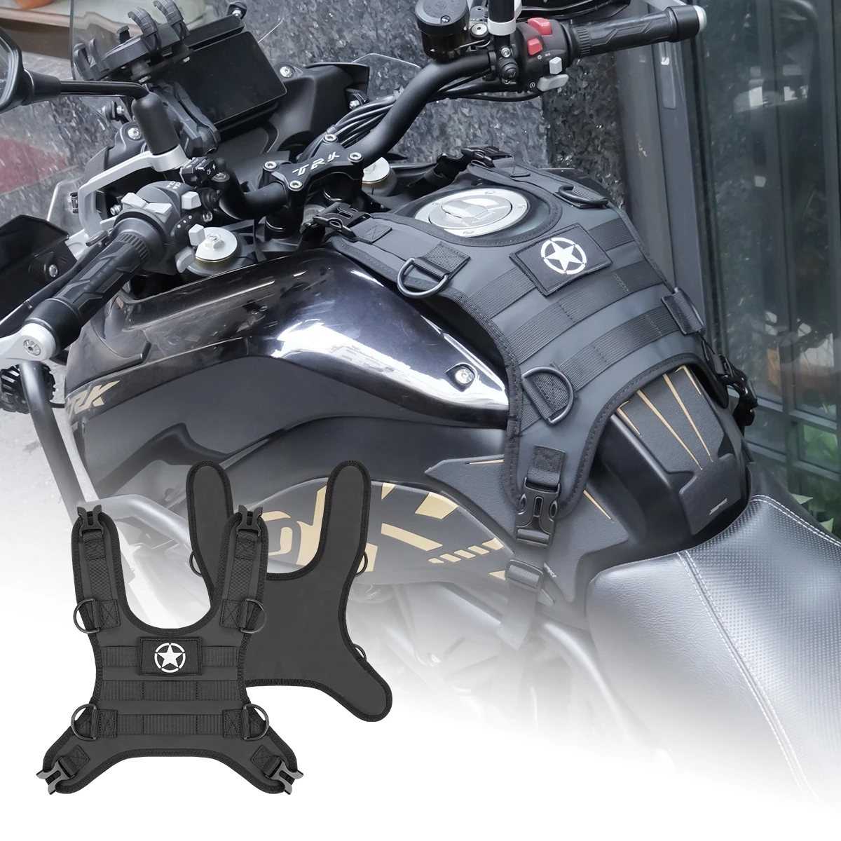 Motorcycle Fuel Tank Bag Base Vest Portable Motorbike Tank Bags Mounting Kit for Universal Off-road Motorcycle Fuel Tank Pack-
Motorcycle Fuel Tank Bag Base Vest Portable Motorbike Tank Bags Mounting Kit for Universal Off-road Motorcycle Fuel Tank Pack-