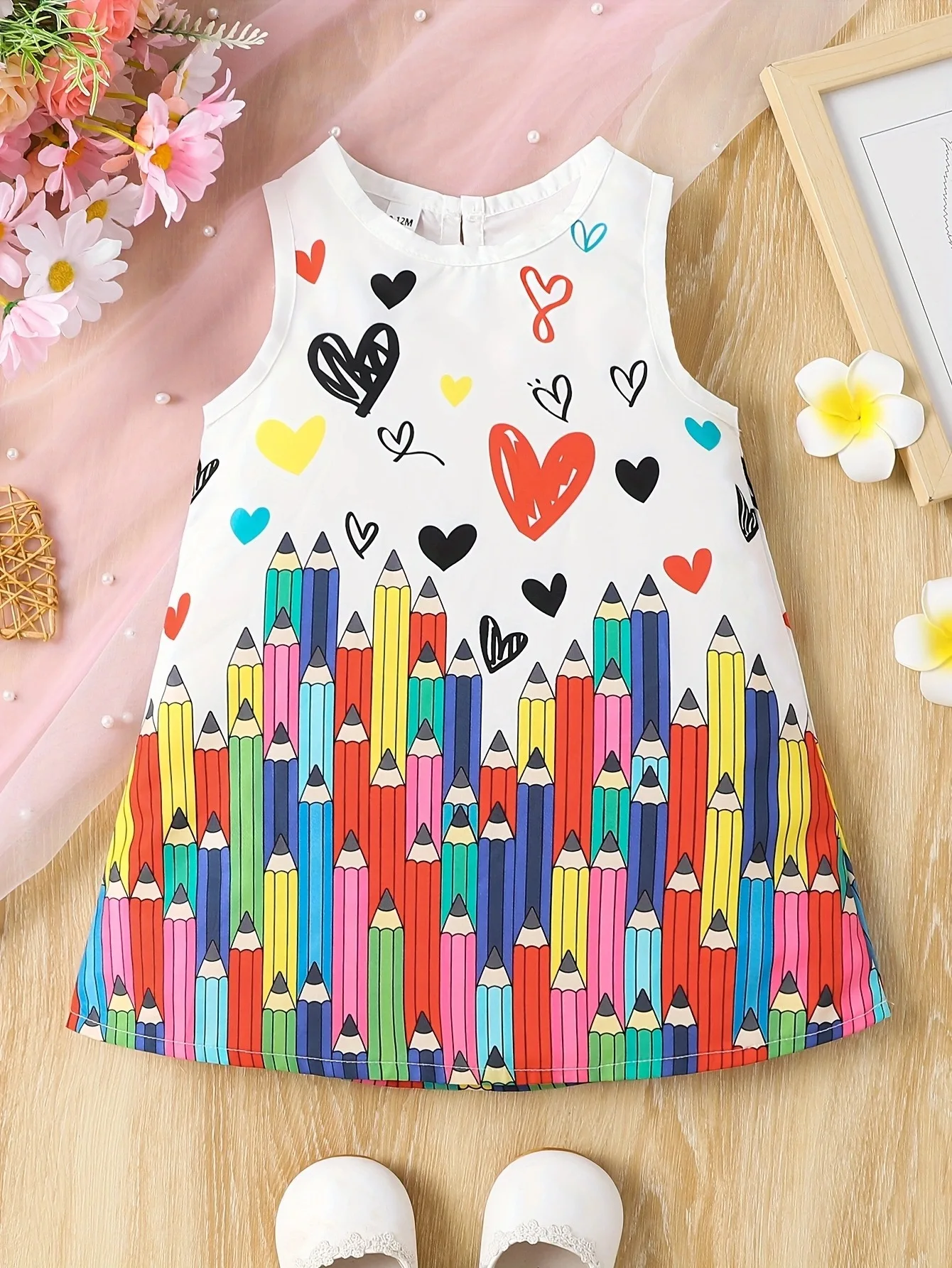 0-3 year old baby girl summer style sleeveless love colored pencil printed casual baby girl dress
0-3 year old baby girl summer style sleeveless love colored pencil printed casual baby girl dress