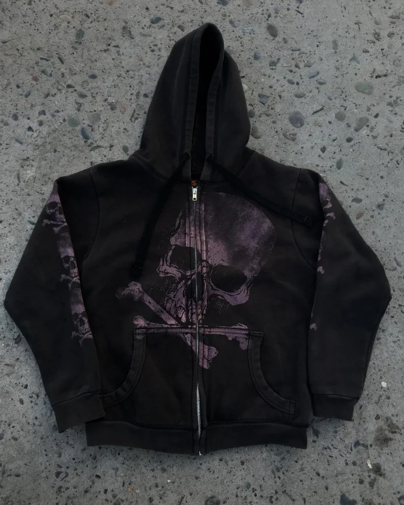 American street retro dark skull print hoodie men Y2K Goth Harajuku fashion street zipper hoodie couple casual loose sweatshirt
American street retro dark skull print hoodie men Y2K Goth Harajuku fashion street zipper hoodie couple casual loose sweatshirt