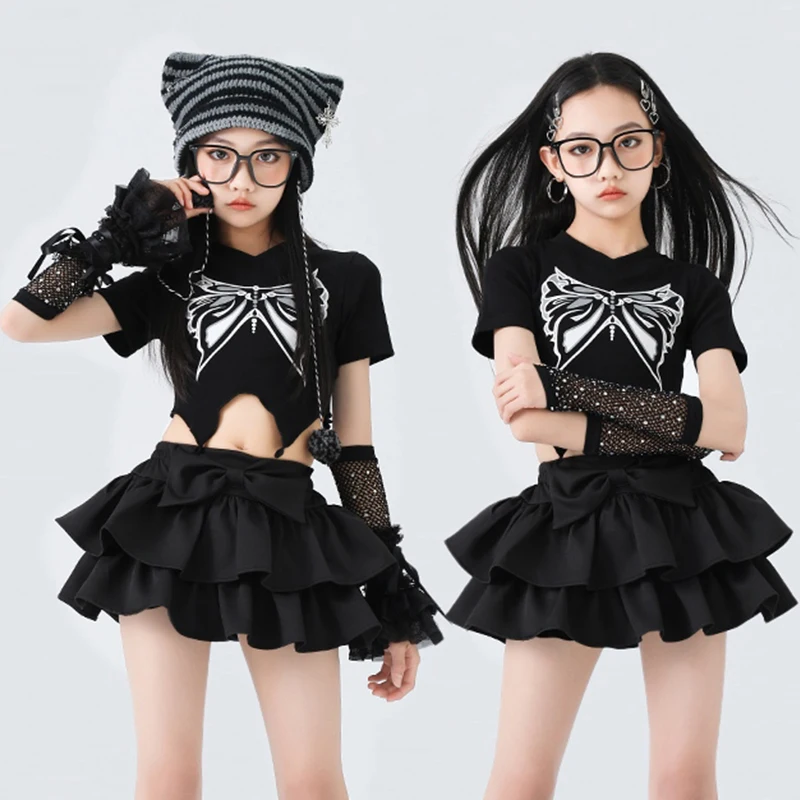Gothic Cool Black Jazz Dance Costume Girls Summer Short Sleeves Crop Tops Skirt Performance Suit Cheerlead Dance Wear BL15808
Gothic Cool Black Jazz Dance Costume Girls Summer Short Sleeves Crop Tops Skirt Performance Suit Cheerlead Dance Wear BL15808