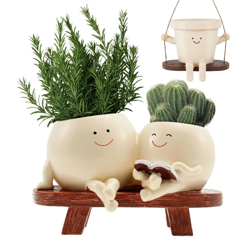 Smile Face Planter Resin Flower Pot Planter with Drainage Hole Novelty Design Succulent Flower Pot Home Garden Flower Container
Smile Face Planter Resin Flower Pot Planter with Drainage Hole Novelty Design Succulent Flower Pot Home Garden Flower Container