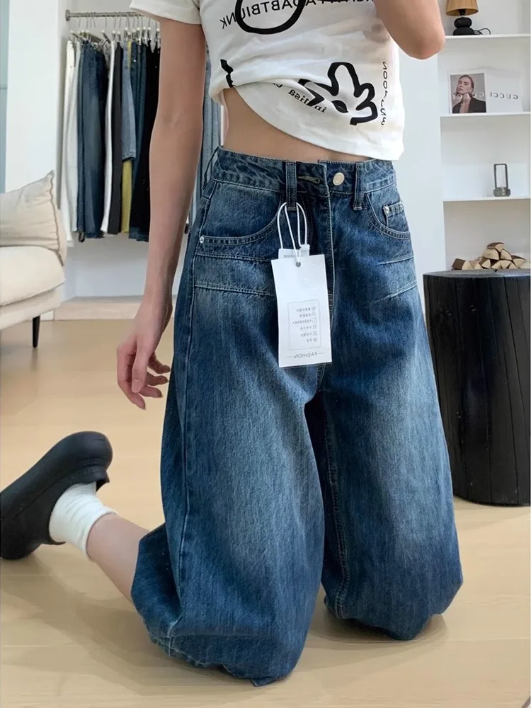 American Style Vintage Faded Seven-Foot High Waist Loose Wide Leg Straight Cut Jeans Women's Summer New Large Size Casual Denim
American Style Vintage Faded Seven-Foot High Waist Loose Wide Leg Straight Cut Jeans Women's Summer New Large Size Casual Denim