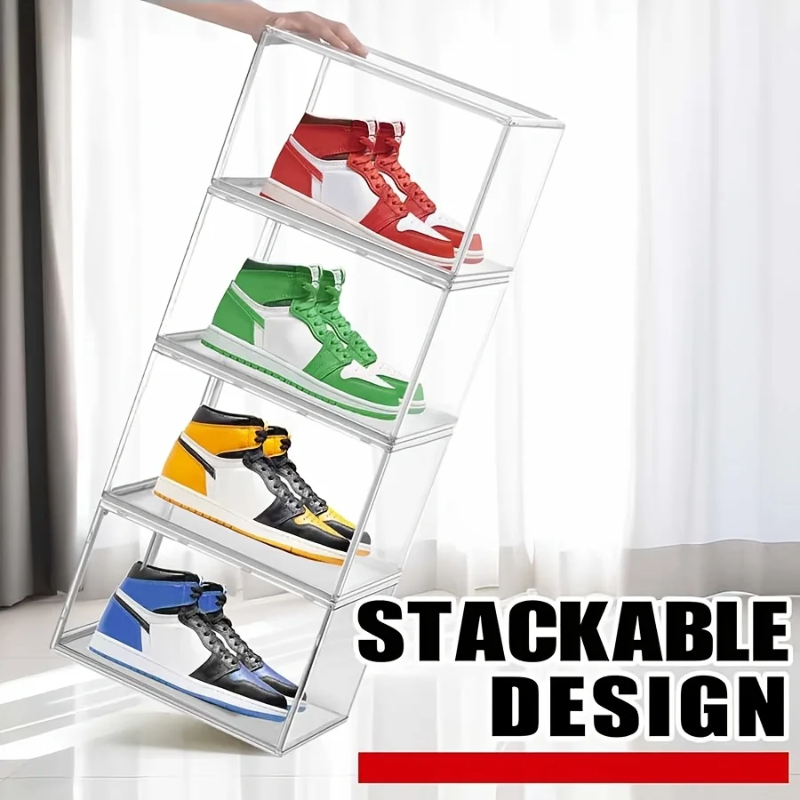 1pc Stackable Sneaker Storage Rack - Plastic Shoe Organizer for All Shoes, Waterproof, Magnetic Closure, Shoe Box, Side Opening
1pc Stackable Sneaker Storage Rack - Plastic Shoe Organizer for All Shoes, Waterproof, Magnetic Closure, Shoe Box, Side Opening
