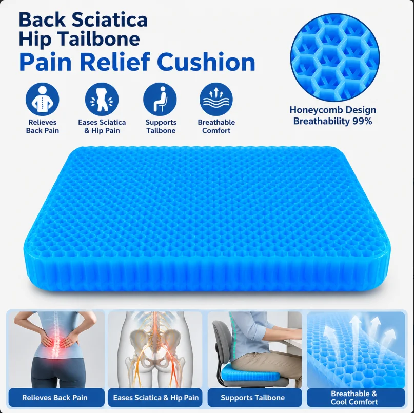 Gel Seat Cushion for Long Sitting Extra Thick Gel Cushion for Wheelchair Soft Chair Pads Cushions Tailbone Pain Relief Cushion
Gel Seat Cushion for Long Sitting Extra Thick Gel Cushion for Wheelchair Soft Chair Pads Cushions Tailbone Pain Relief Cushion