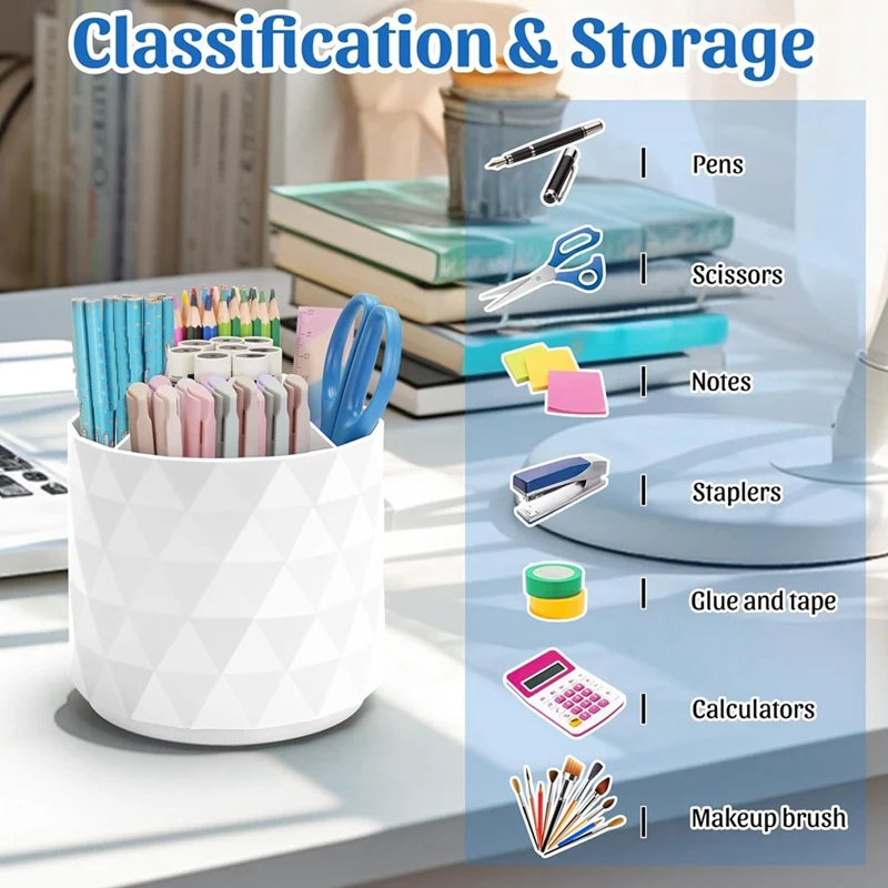 360°Rotatable Pen Holder , 5 Girds Cute Pencil Storage Box Makeup Brush School Office Stationery Supplies-AT93
360°Rotatable Pen Holder , 5 Girds Cute Pencil Storage Box Makeup Brush School Office Stationery Supplies-AT93